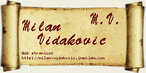 Milan Vidaković vizit kartica